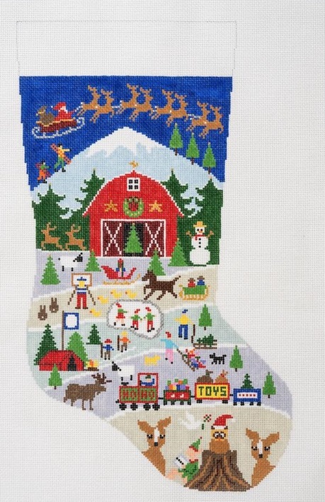 click here to view larger image of Barn Stocking (hand painted canvases)