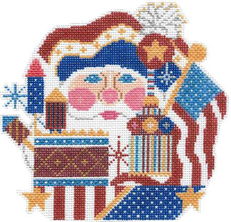 click here to view larger image of Patriotic Santa Head (hand painted canvases)