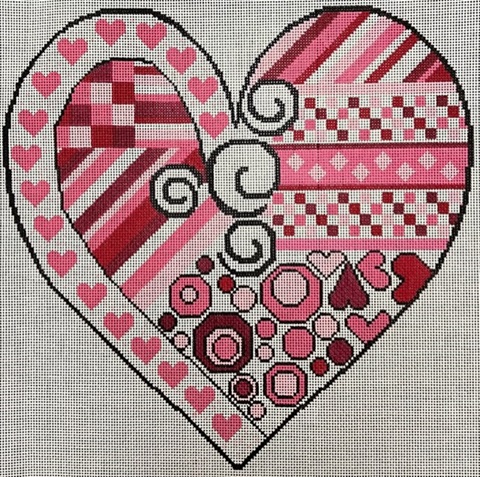 click here to view larger image of Pattern Heart (hand painted canvases)