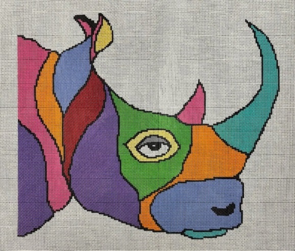 click here to view larger image of Colorful Rhino (hand painted canvases)