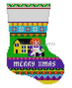 click here to view larger image of Bold Stripe Doll House Mini Stocking (hand painted canvases)