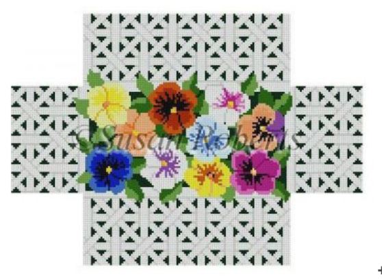 click here to view larger image of Pansy Basket Brick Cover (hand painted canvases)