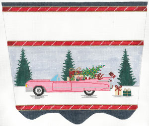 click here to view larger image of Pink Cadillac Stocking Cuff (hand painted canvases)