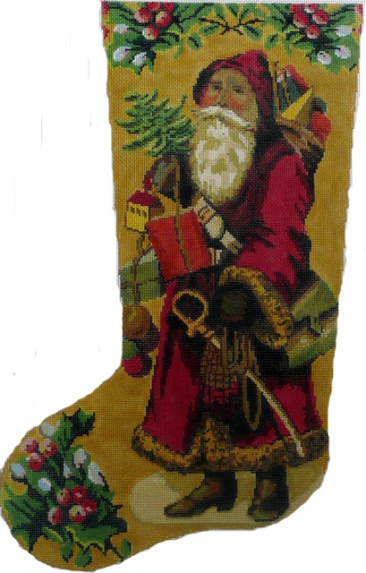 click here to view larger image of Vintage Santa/Gold (hand painted canvases)