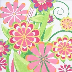 click here to view larger image of Large Pink Sherbert Garden  (hand painted canvases)