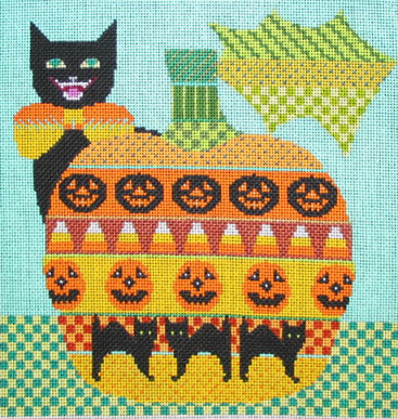 click here to view larger image of Kitty Jack-O-Lantern (Shelly Tribbey) (hand painted canvases)