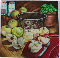 click here to view larger image of Peeling Apples (Robbyns Nest) (hand painted canvases)