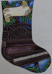 click here to view larger image of Piano Stocking (Robbyns Nest) (hand painted canvases)