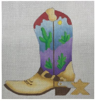 click here to view larger image of Southwest Boot with Spur (hand painted canvases)