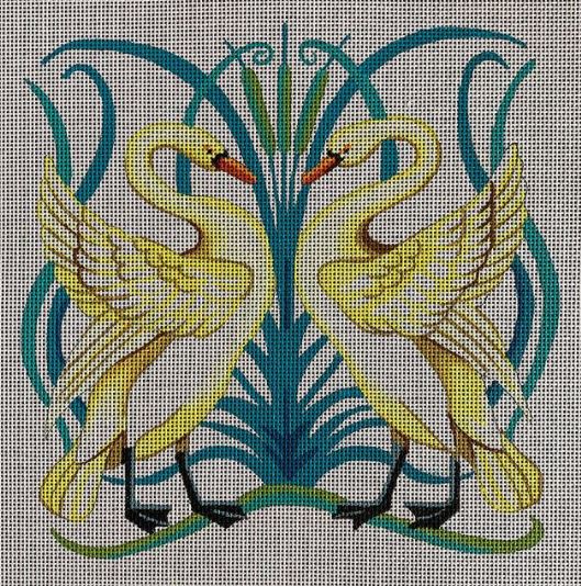click here to view larger image of Art Nouveau Swans (hand painted canvases)