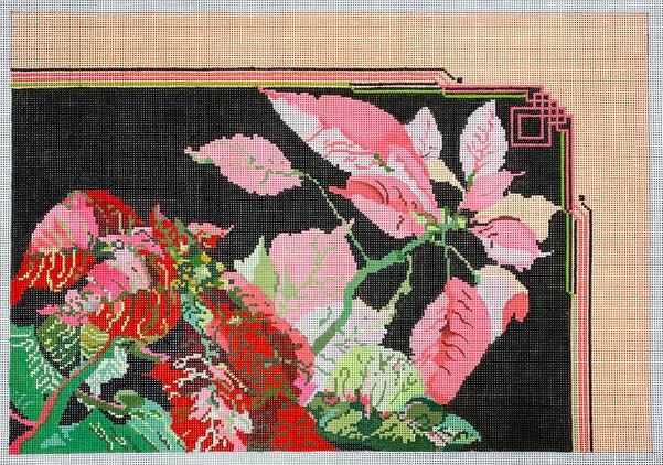click here to view larger image of Pink and Red Poinsettias Christmas Pillow (hand painted canvases)