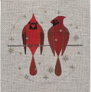 click here to view larger image of Two Cardinals Ornament w/Stitch Guide (hand painted canvases)