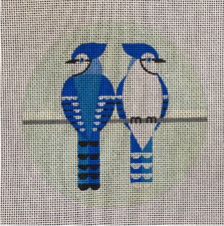 click here to view larger image of Two Blue Jays Ornament w/Stitch Guide (hand painted canvases)