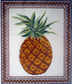 click here to view larger image of Pineapple w/Border  (hand painted canvases)