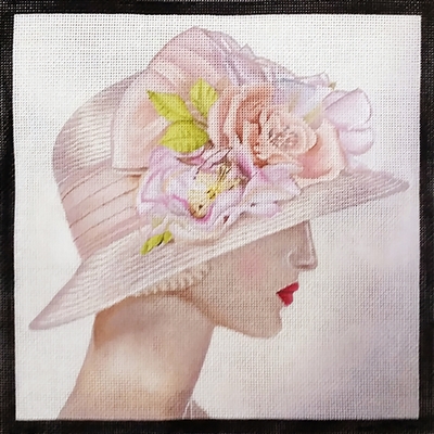 click here to view larger image of Pink Hat (hand painted canvases)