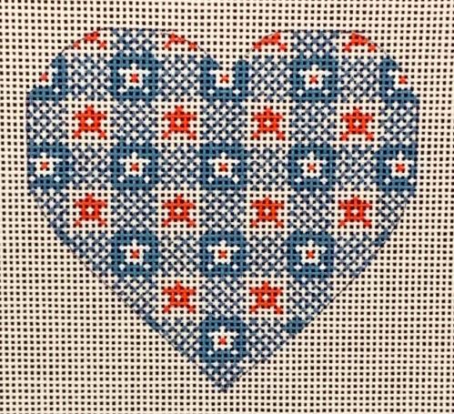 click here to view larger image of Blue and Red Heart  (hand painted canvases)