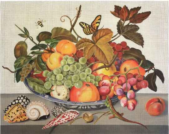 click here to view larger image of Fruit Bowl and Shells (hand painted canvases)