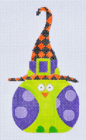 click here to view larger image of Purple Polka Dot Witch Owl (hand painted canvases)