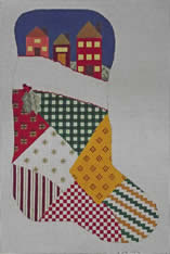 click here to view larger image of Houses Patchwork  (hand painted canvases)