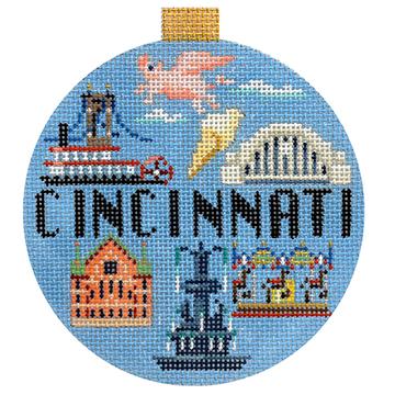 click here to view larger image of Travel Round - Cincinnati (hand painted canvases)