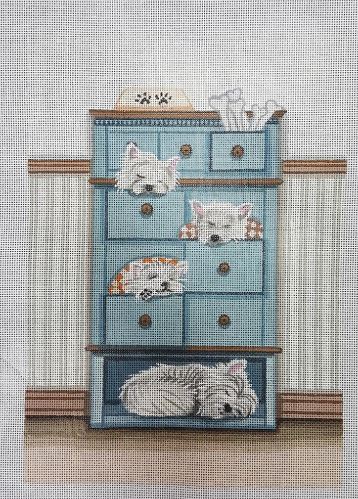 click here to view larger image of Highland Terriers Dresser (hand painted canvases)