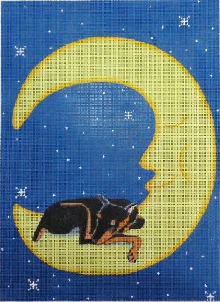 click here to view larger image of Doberman on the Moon (hand painted canvases)