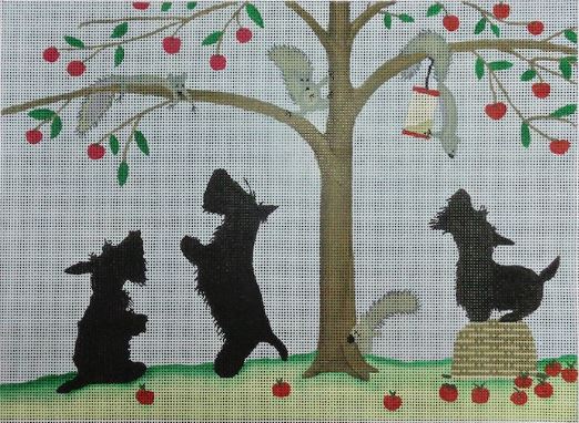 click here to view larger image of Scotties Apple Basket (hand painted canvases)