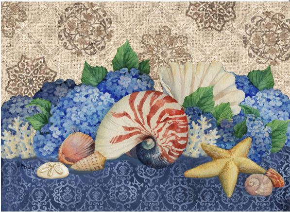 click here to view larger image of Shells and Hydrangeas I (hand painted canvases)