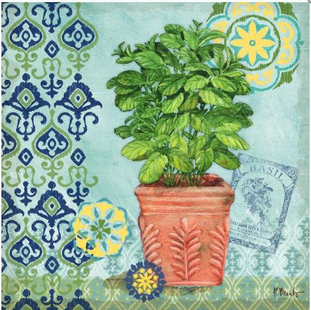 click here to view larger image of Garden to Table I - Basil (hand painted canvases)