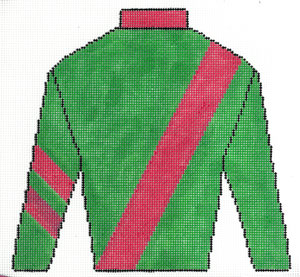 click here to view larger image of Jockey Silk - Green with Pink Diagonal Stripe (hand painted canvases)