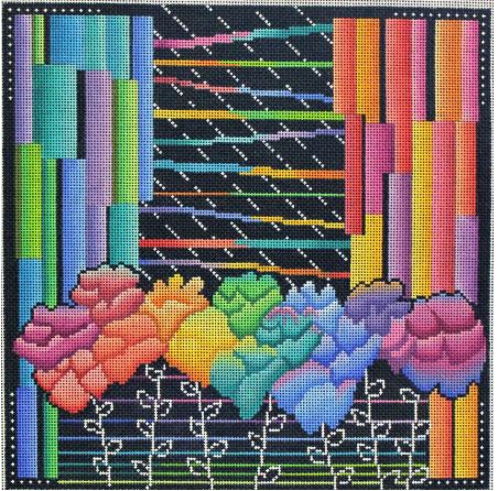 click here to view larger image of Rainbow Garden  (hand painted canvases)