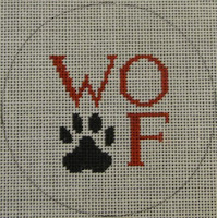 click here to view larger image of Woof w/ Paw Print - Black & Red  (hand painted canvases)