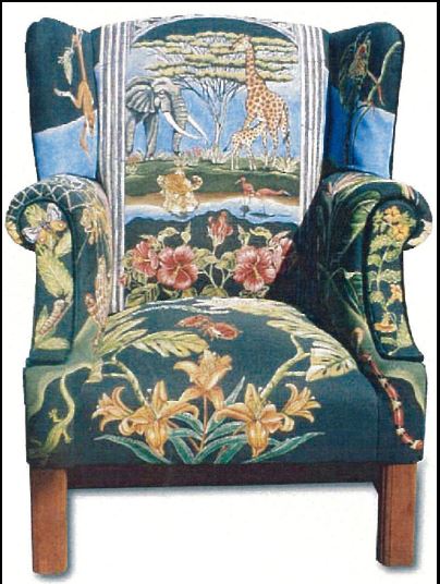 click here to view larger image of Jungle Scenes Child’s Wing Back Chair (hand painted canvases)