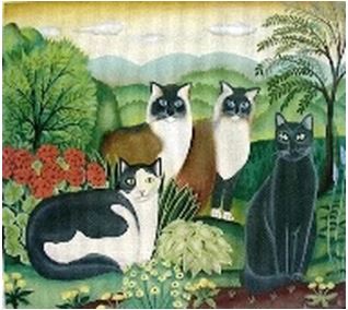 click here to view larger image of Four Cats (hand painted canvases)