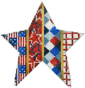 click here to view larger image of Flags, Stars Harlequin Star Medium (hand painted canvases)