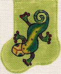 click here to view larger image of Lime Green Gecko Mini Sock (hand painted canvases)