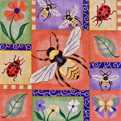 click here to view larger image of Happy Bee Patchwork (hand painted canvases)