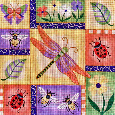 click here to view larger image of Happy Dragonfly Patchwork (hand painted canvases)