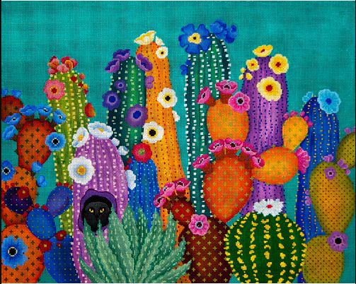 click here to view larger image of Cactus Smacked Us (hand painted canvases)
