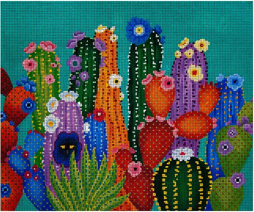 click here to view larger image of Cactus Smacked Us Too (hand painted canvases)