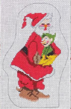 click here to view larger image of Santa with Elf   (hand painted canvases)