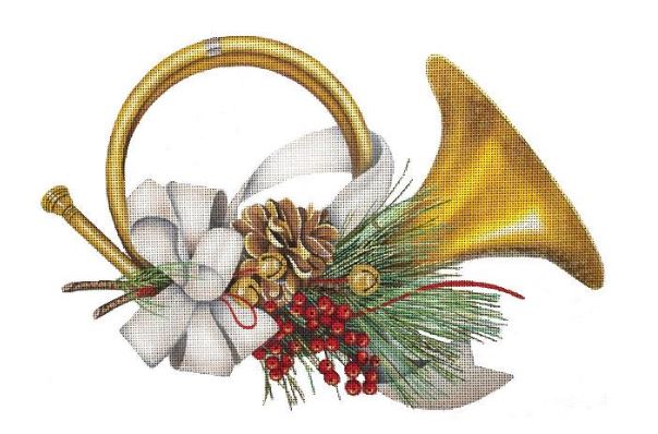 click here to view larger image of Christmas Horn (hand painted canvases)