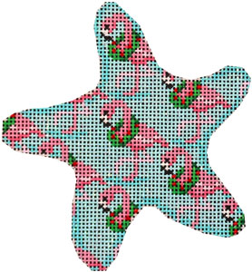 click here to view larger image of Flamingo Starfish Ornament (hand painted canvases)