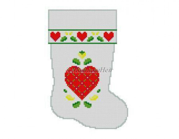 click here to view larger image of Trellis Heart Stocking  (hand painted canvases)