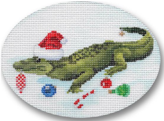 click here to view larger image of Holiday Alligator (hand painted canvases)