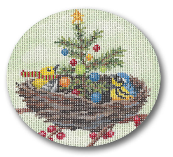 click here to view larger image of Christmas in the Nest Ornament (hand painted canvases)