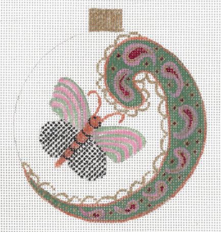 click here to view larger image of Paisley Butterfly Ornament (hand painted canvases)
