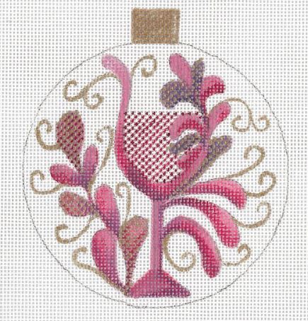 click here to view larger image of Paisley Red Wine Ornament (hand painted canvases)