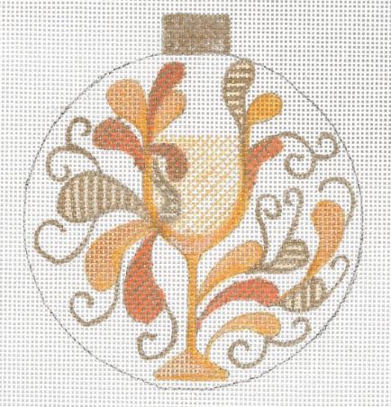click here to view larger image of Paisley White Wine Ornament (hand painted canvases)