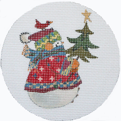click here to view larger image of Christmas Plaids - Snowman (hand painted canvases)